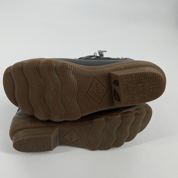 $130 Sperry Top-Sider Syren Gulf Duck Boots 5.5 Gray Black Textile Cheetah Print - Picture 9 of 9